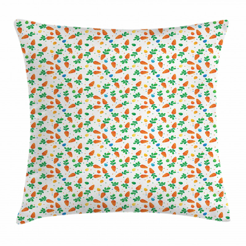 Orange Carrots Eggs Dots Pillow Cover