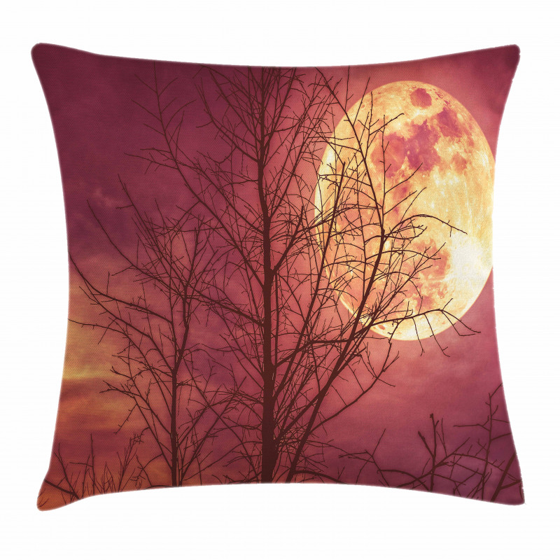 Moon Sky Dead Tree Pillow Cover