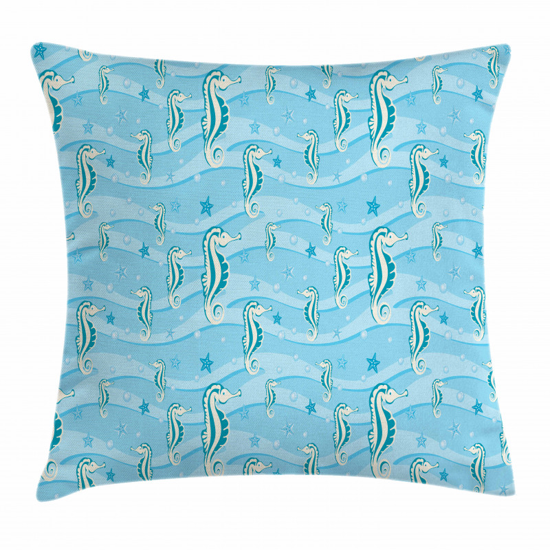 Sea Horse and Starfishes Pillow Cover