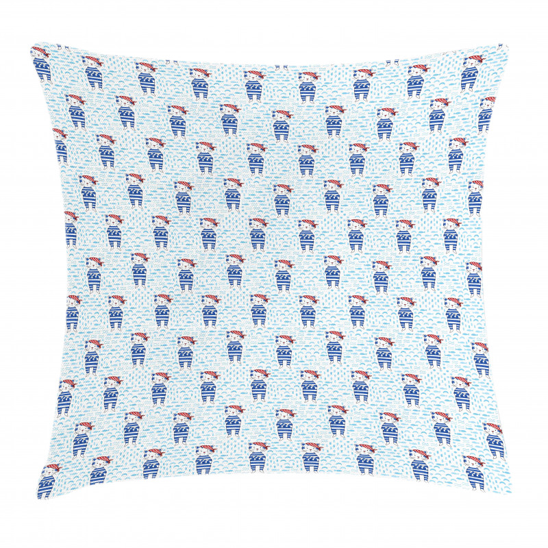 Cat in Blue Sailor Suit Pillow Cover