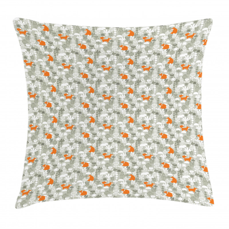 Doodle Style Forest Design Pillow Cover