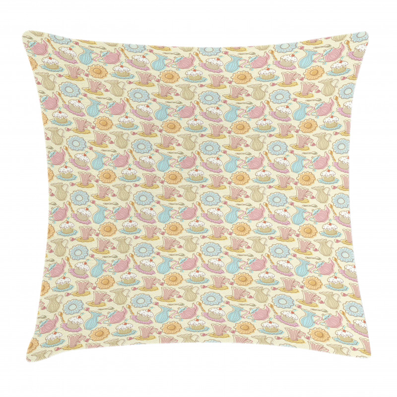 Cake and Teapots Pillow Cover