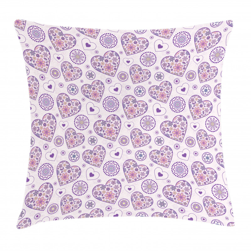 Hearts with Flowers Pillow Cover