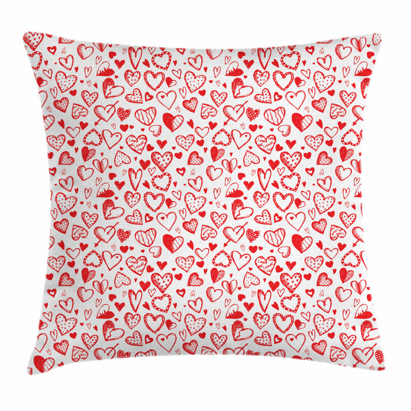 Red and White Sketch Pillow Cover
