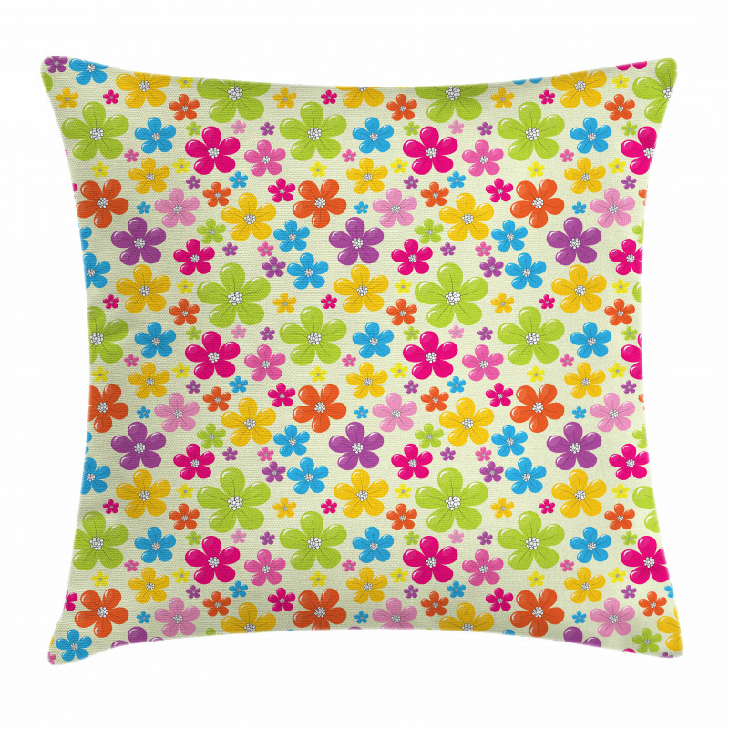 Sixties Hippie Flowers Pillow Cover