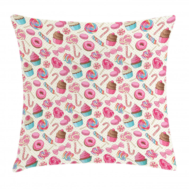 Yummy Food on Dots Pillow Cover