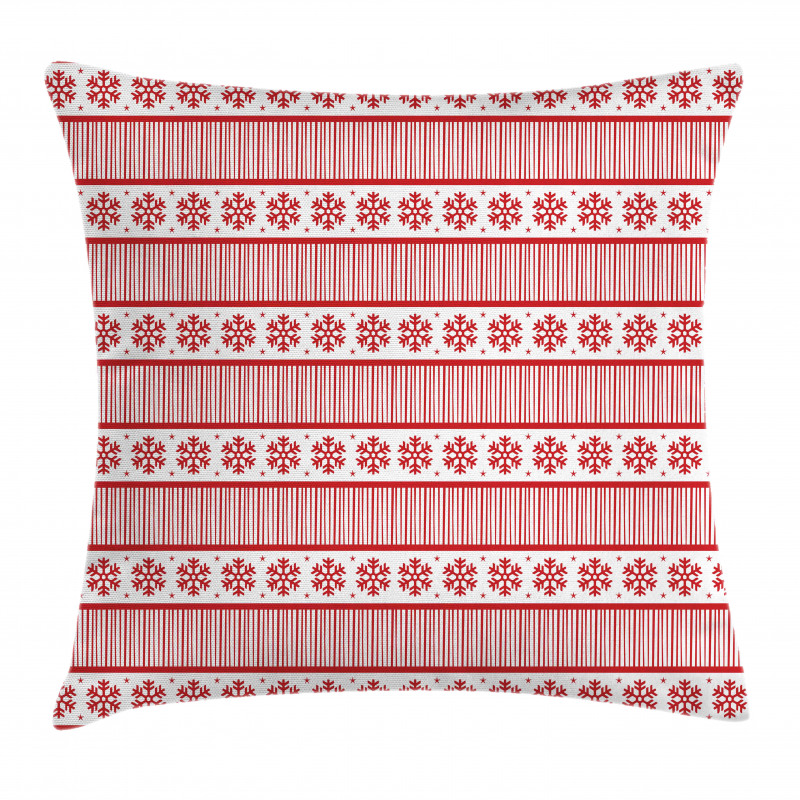 Winter Snowflakes Stripes Pillow Cover