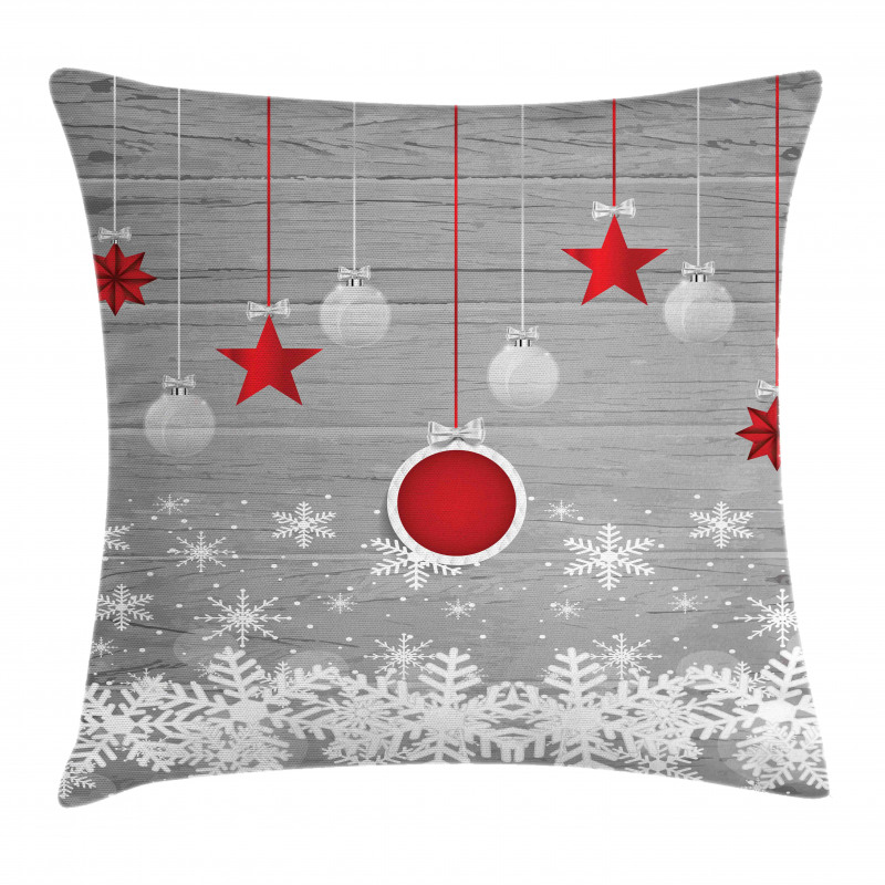 Stars Baubles Snow Pillow Cover