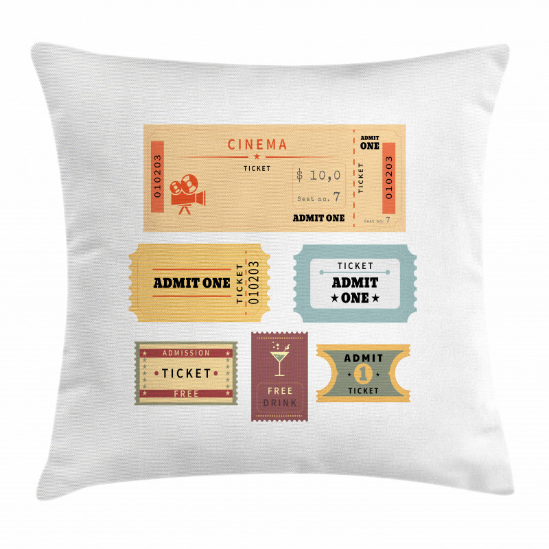 Retro Tickets Pillow Cover