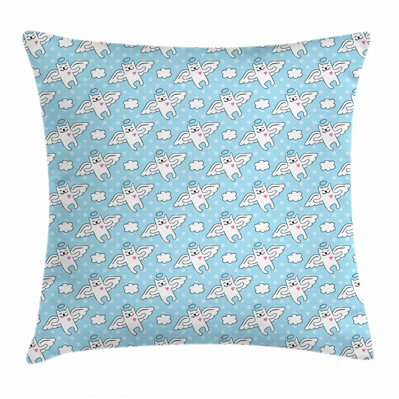 Cat Angels Hearts Kitty Pillow Cover