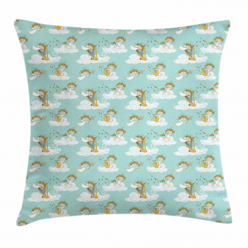 Playing Harp in the Sky Pillow Cover