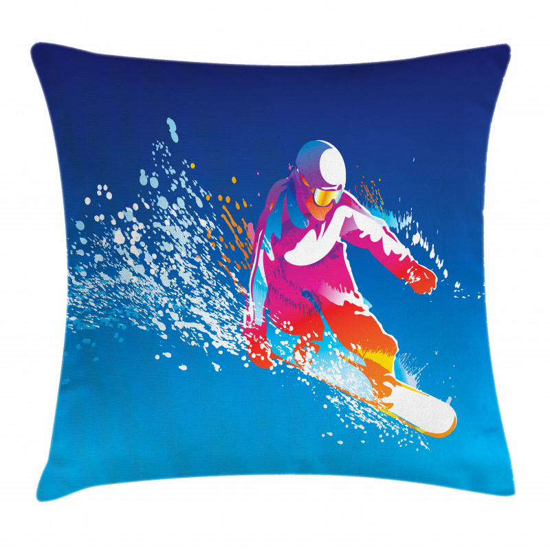 Colorful Snowboarding Man Pillow Cover