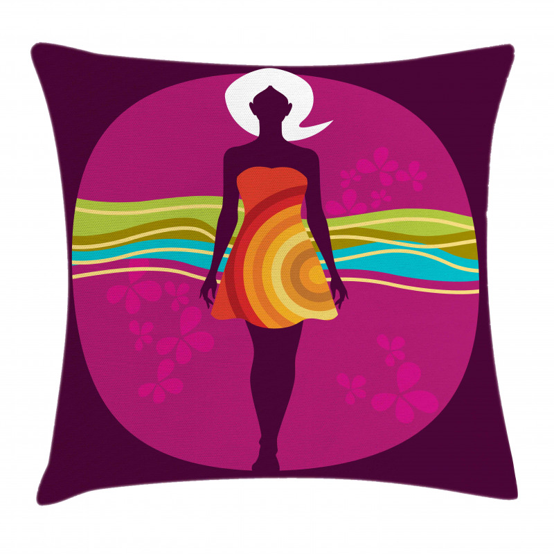 Woman in Abstract Dress Pillow Cover