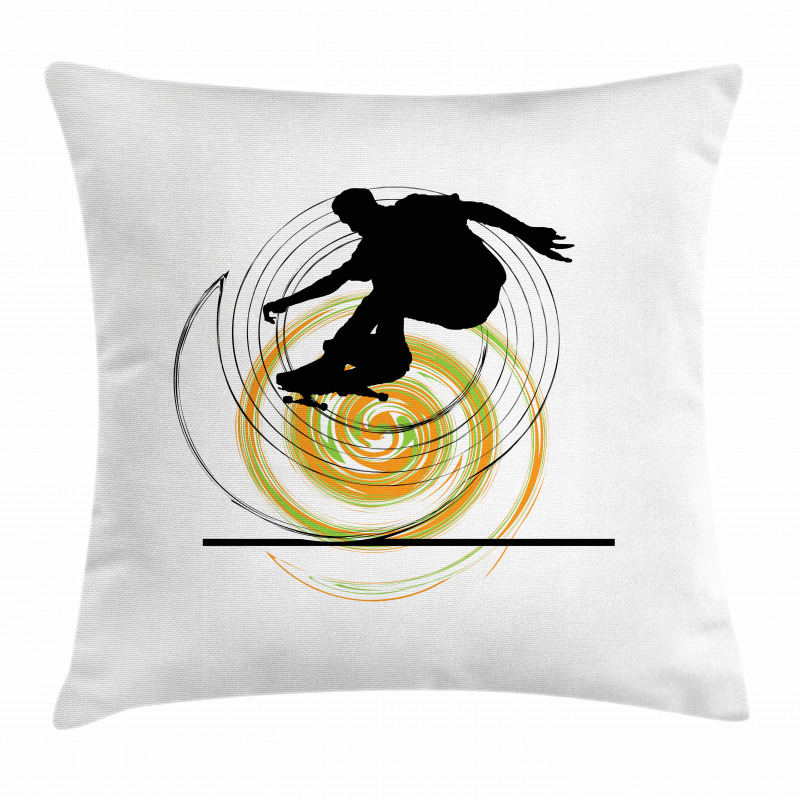 Skater Man Spiral Circles Pillow Cover