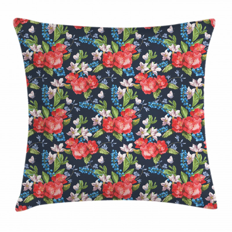 Blueberries Green Leaves Pillow Cover