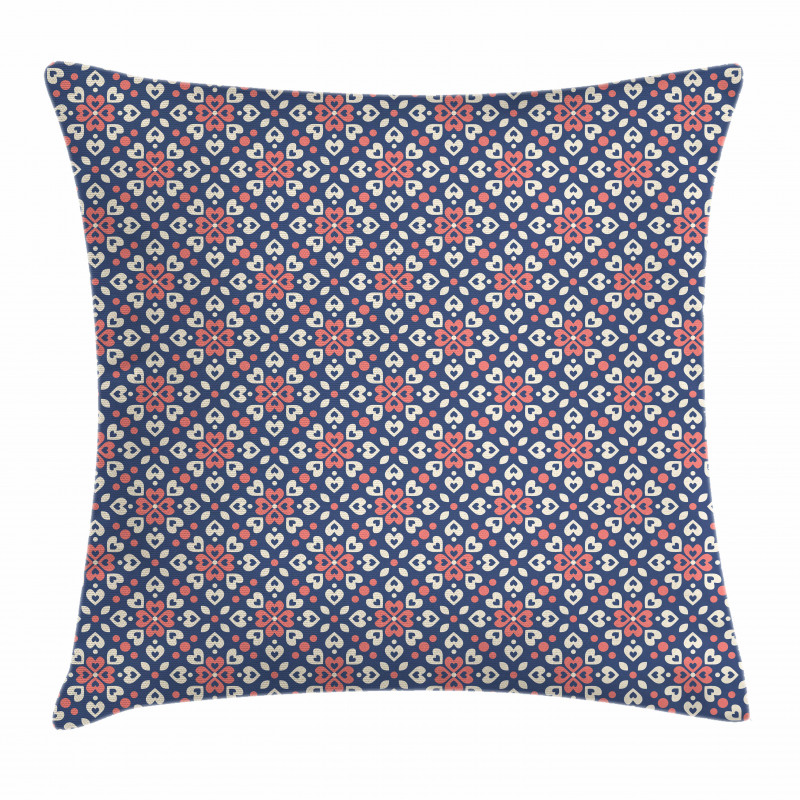 Floral Hearts Mosaic Pillow Cover