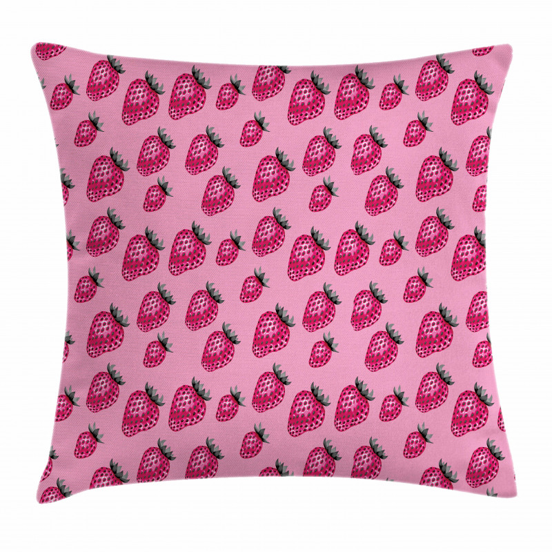 Pop Art Style Strawberry Pillow Cover