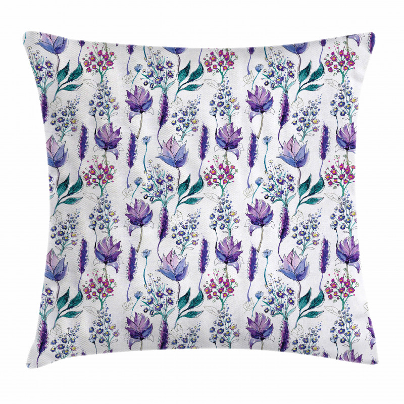 Botany Plants Watercolor Pillow Cover