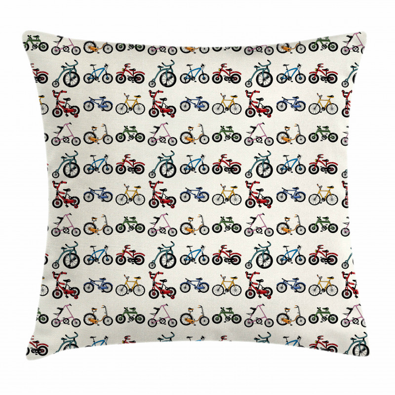 Colorful Bicycles Pattern Pillow Cover