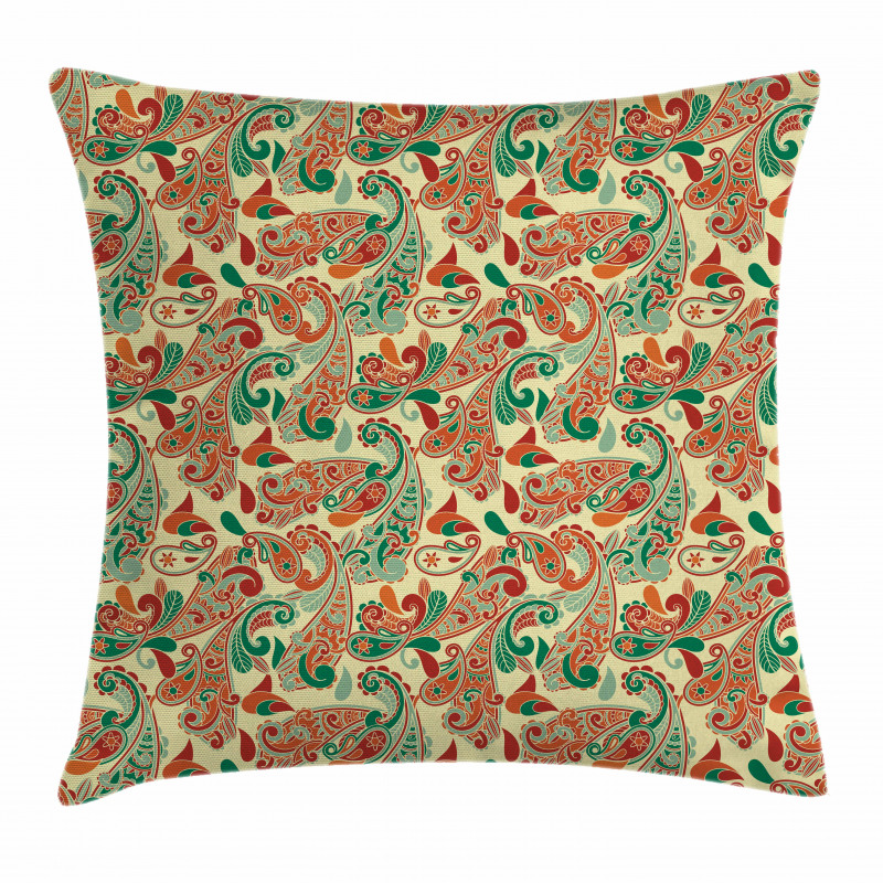 Paisley Style Leaves Pillow Cover