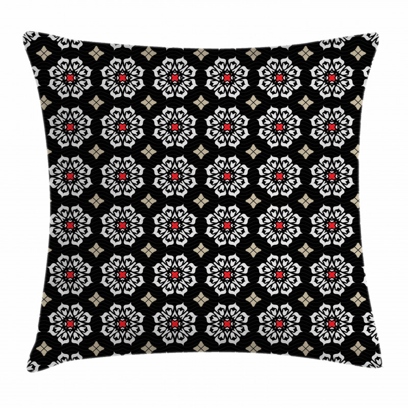 Floral Ornament Motifs Pillow Cover