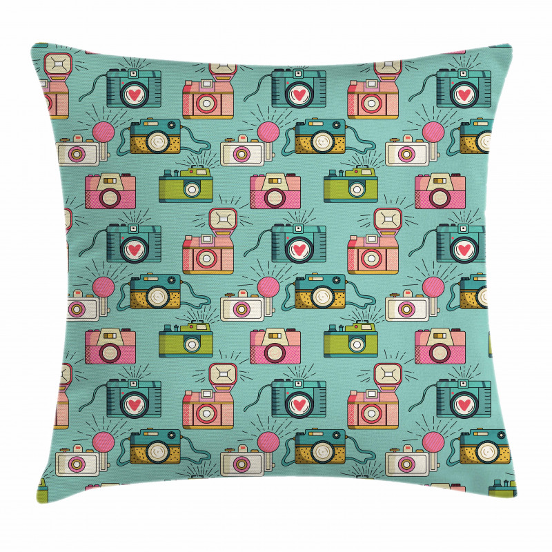 Hipster Photo Cameras Pillow Cover