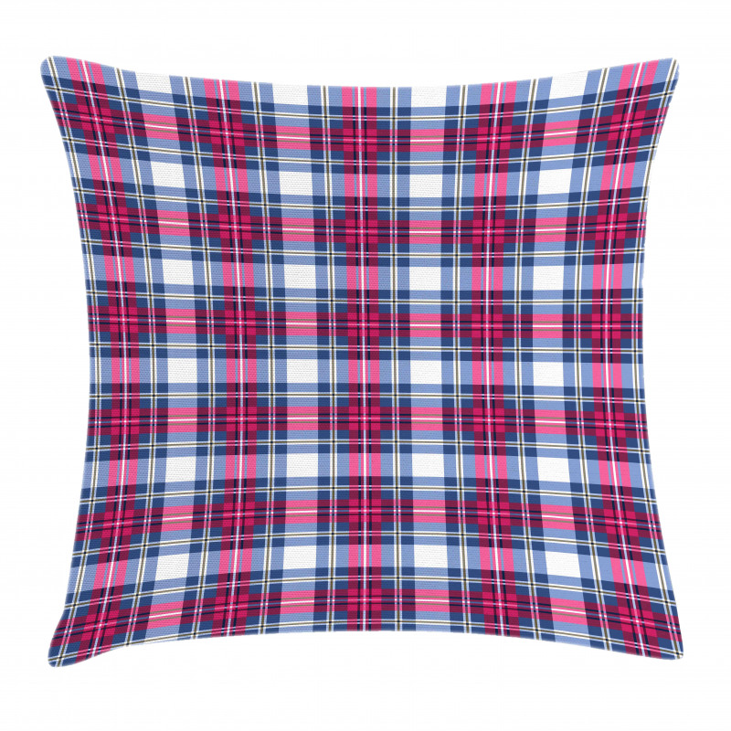 Pink and Blue Tartan Pillow Cover