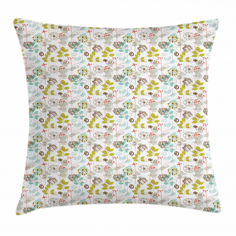 Fresh Spring Foliage Line Pillow Cover