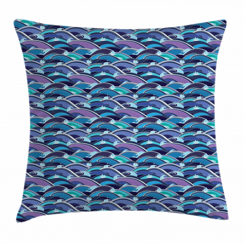 Waves of the Sea Lotus Pillow Cover
