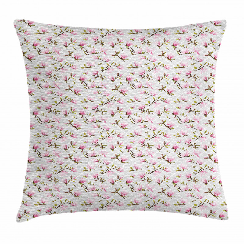 Magnolia Flower Pattern Pillow Cover