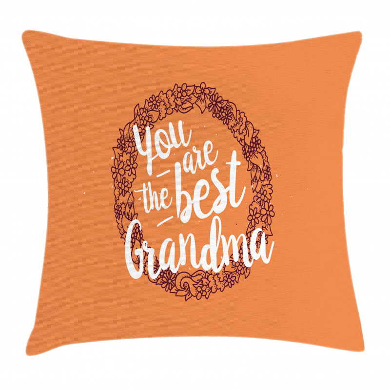 Floral Wreath Words Pillow Cover