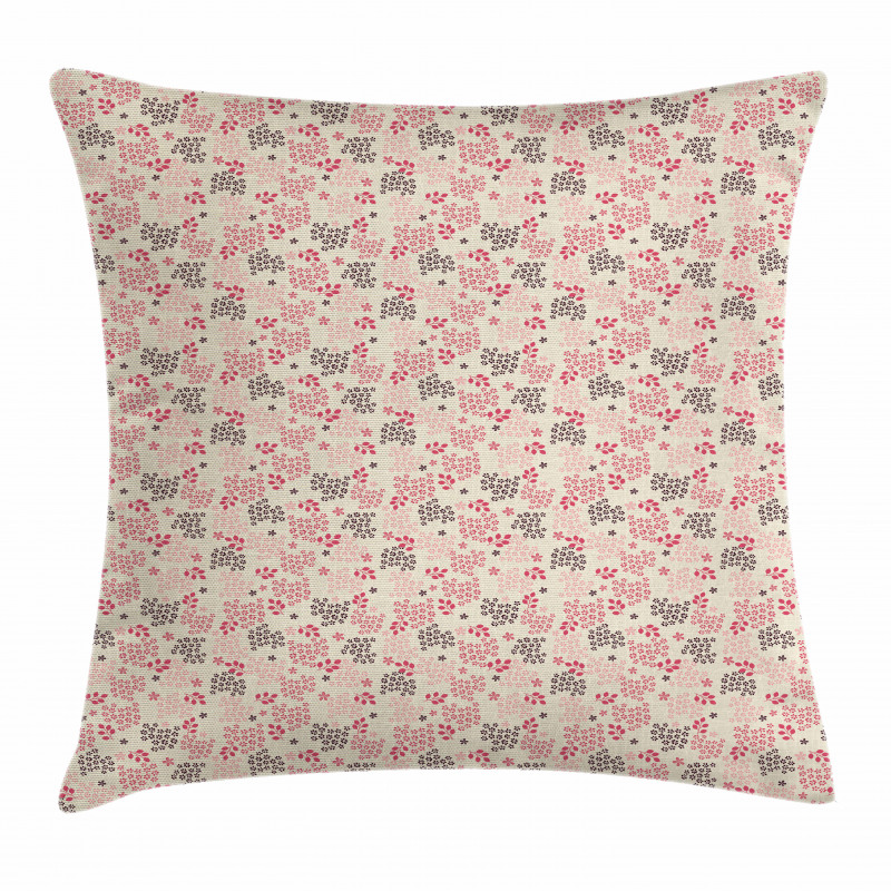 Pastel Flowers Leaves Pillow Cover