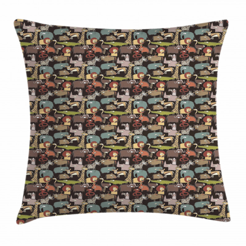 Cartoon Style Fauna Pillow Cover