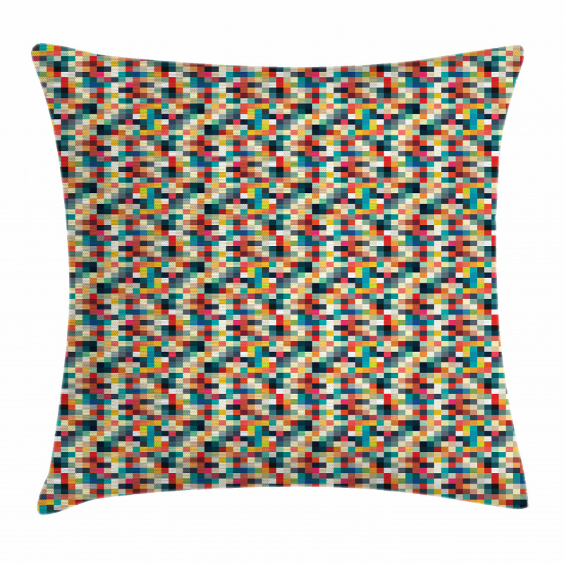 Colorful Squares Grid Pillow Cover