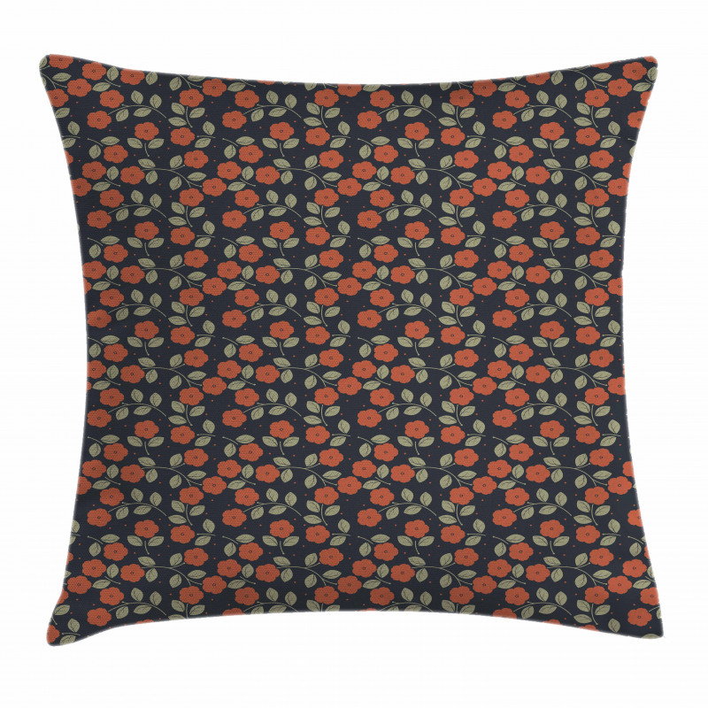 Flower Dark Toned Dots Pillow Cover