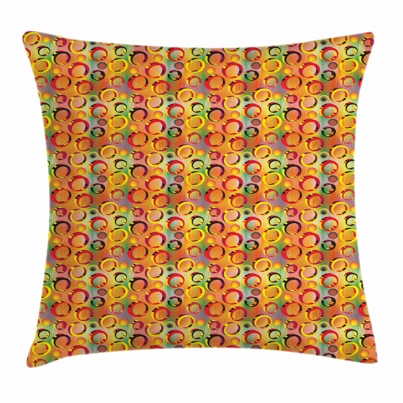 3D Ring Shapes Grunge Pillow Cover