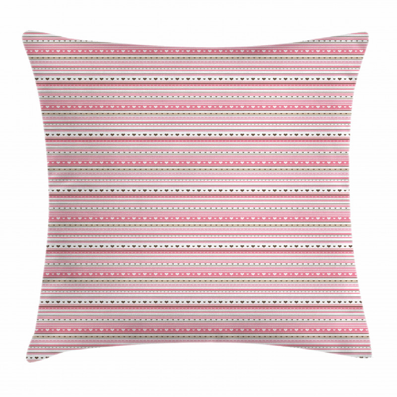 Hearts Dots Stripes Pillow Cover