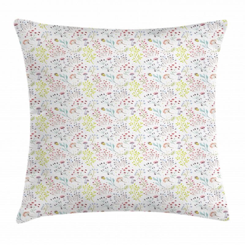 Pastel Toned Mushrooms Pillow Cover