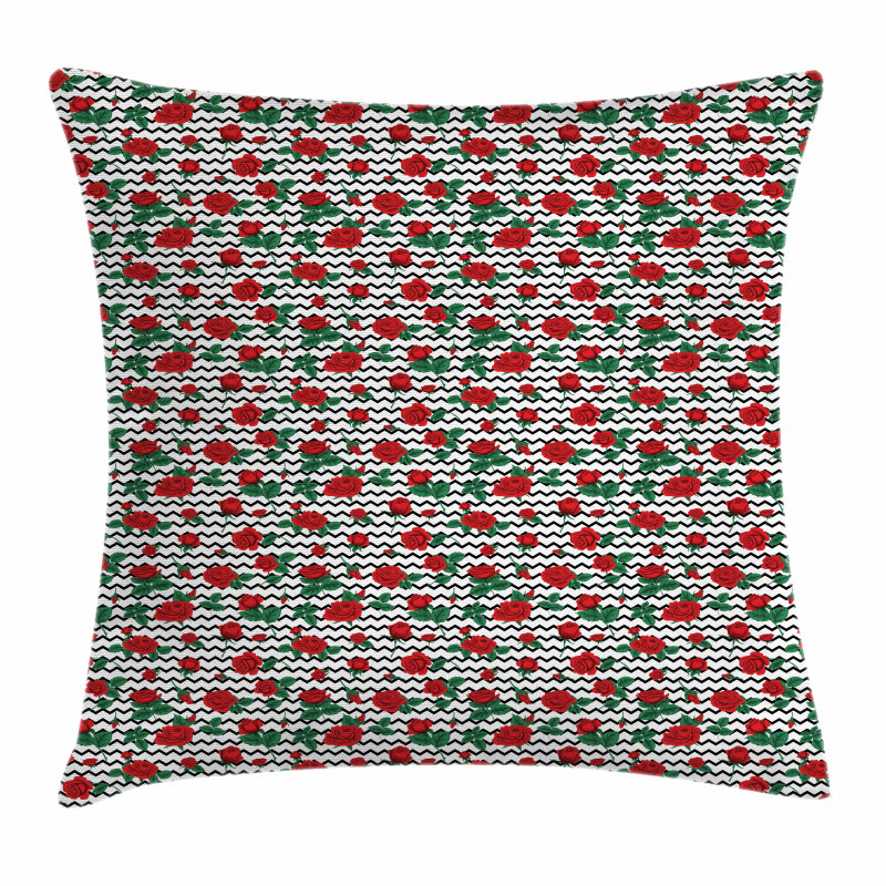 Romantic Flower Chevron Pillow Cover