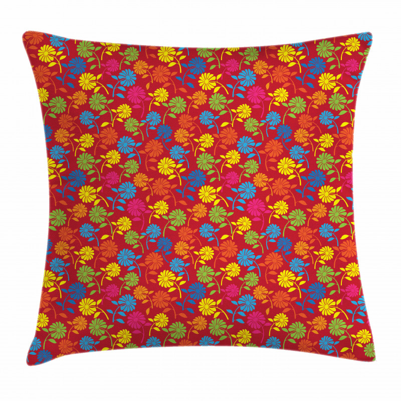 Colorful Blooming Daisy Pillow Cover