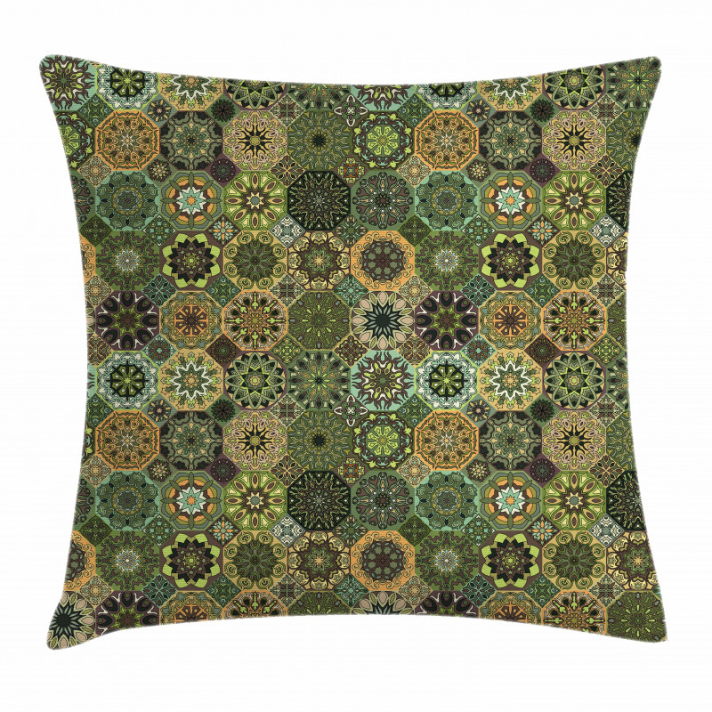 Oriental Floral Octagon Pillow Cover