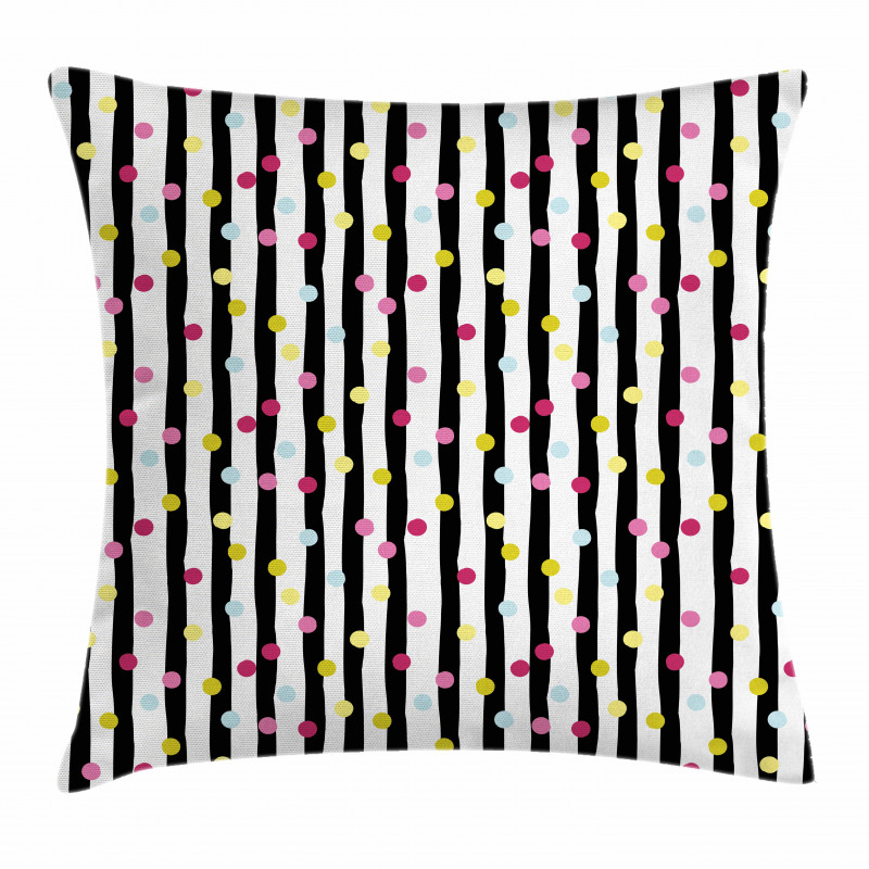 Colorful Dots and Stripes Pillow Cover