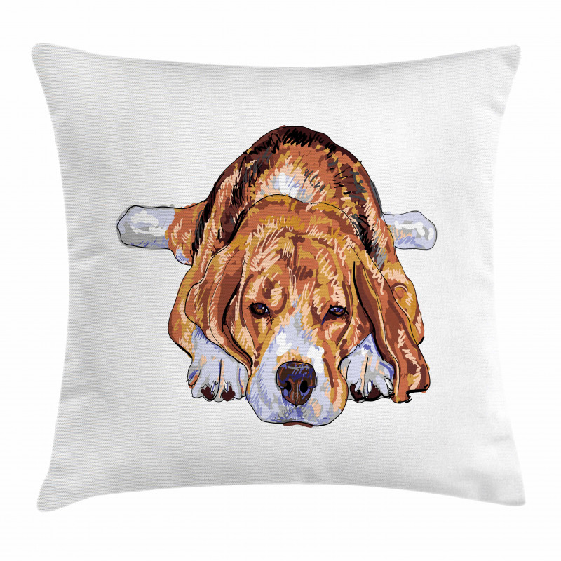Old Dog Resting Sketch Pillow Cover