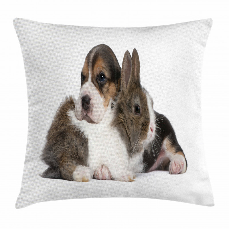 Rabbit Puppy Pet Friends Pillow Cover
