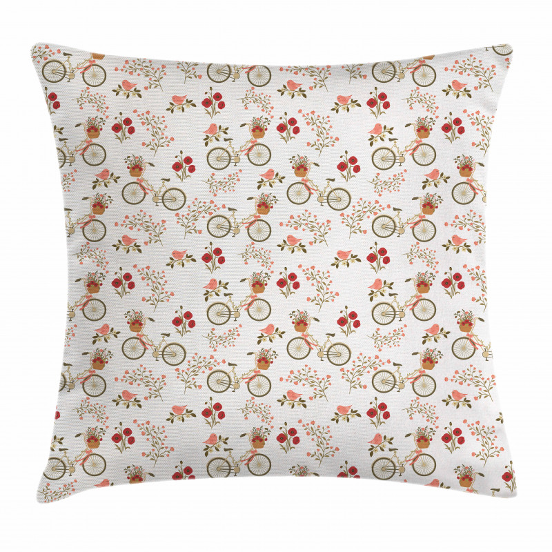 Bikes Poppy Flowers Pillow Cover