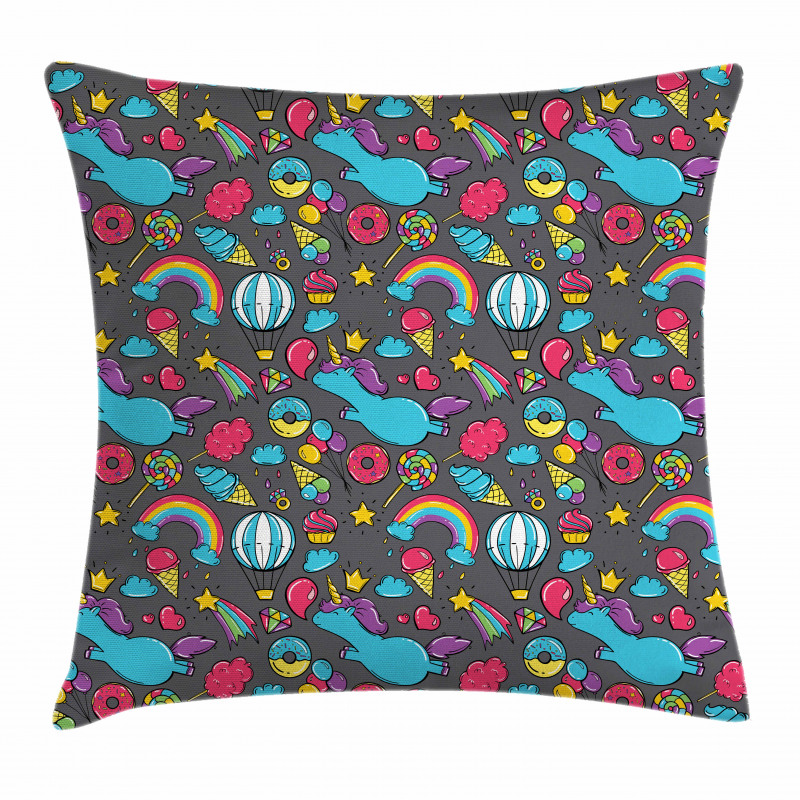 Unicorns Rainbows Cartoon Pillow Cover