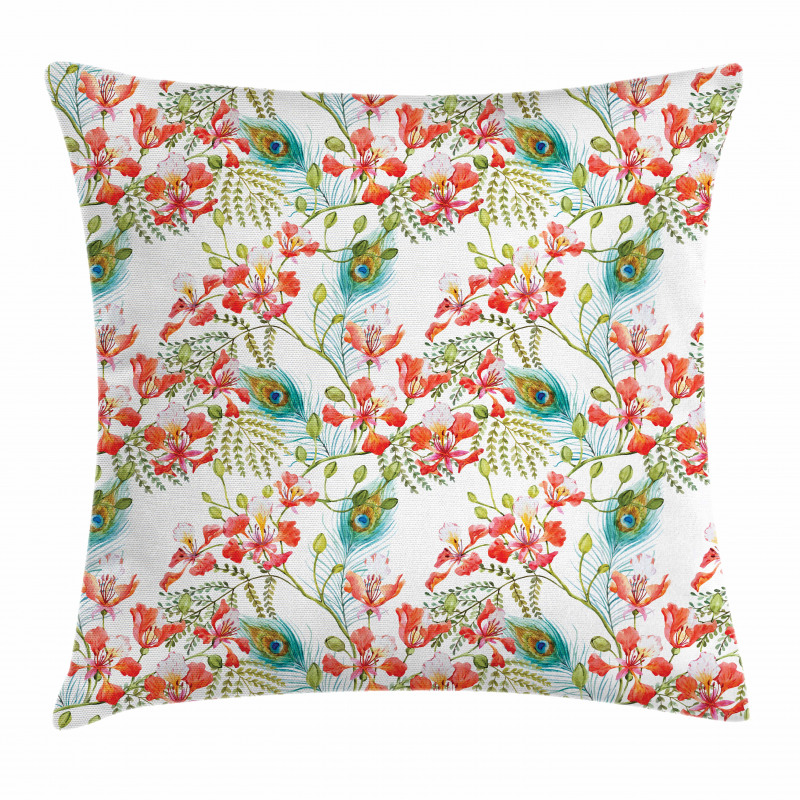 Peacock Feather Petunia Pillow Cover