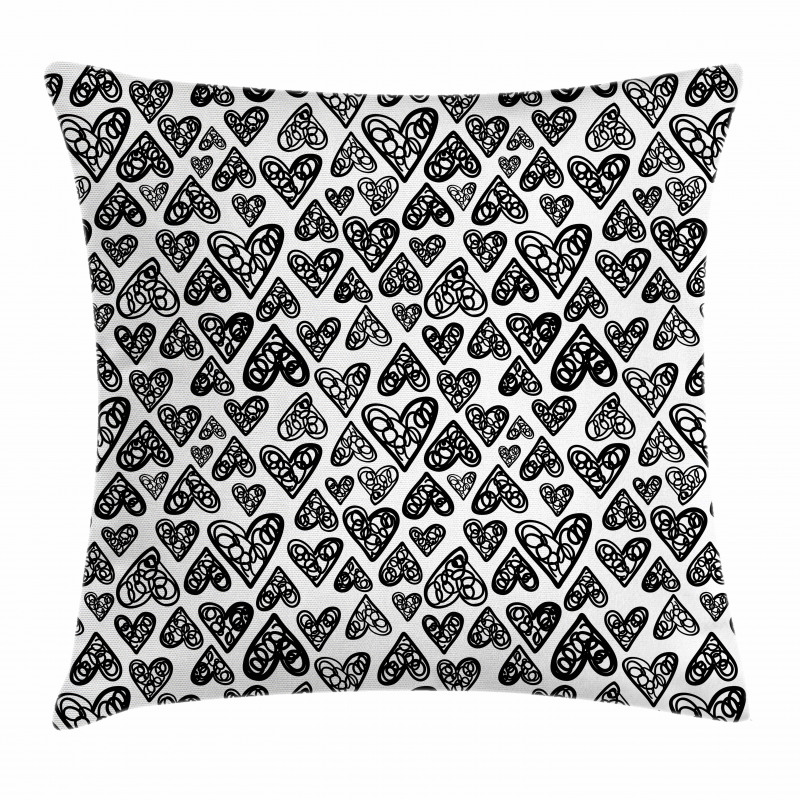 Romantic Hearts Pattern Pillow Cover