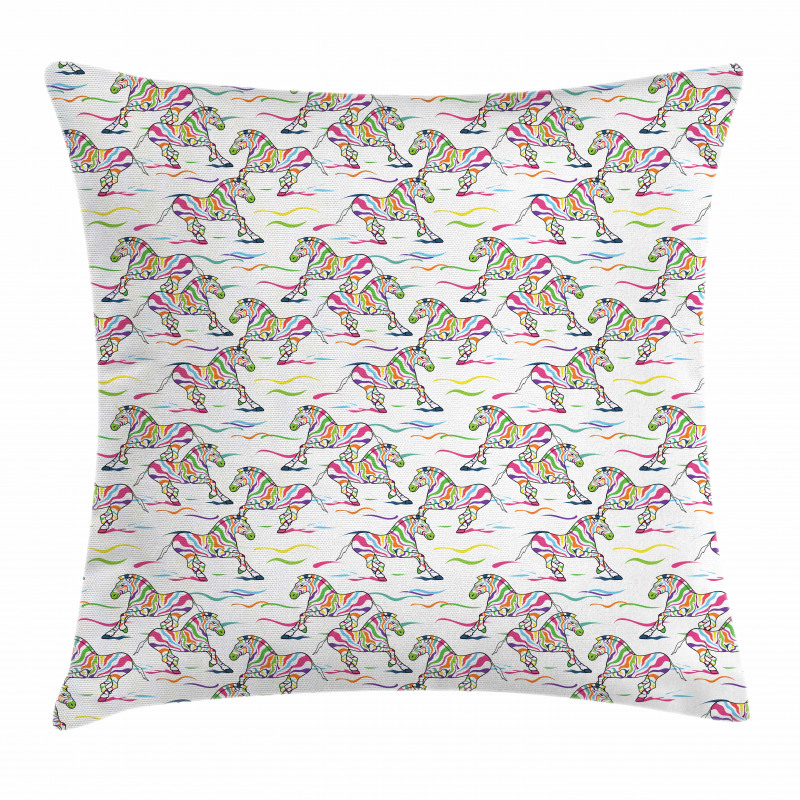 Running Colorful Animals Pillow Cover