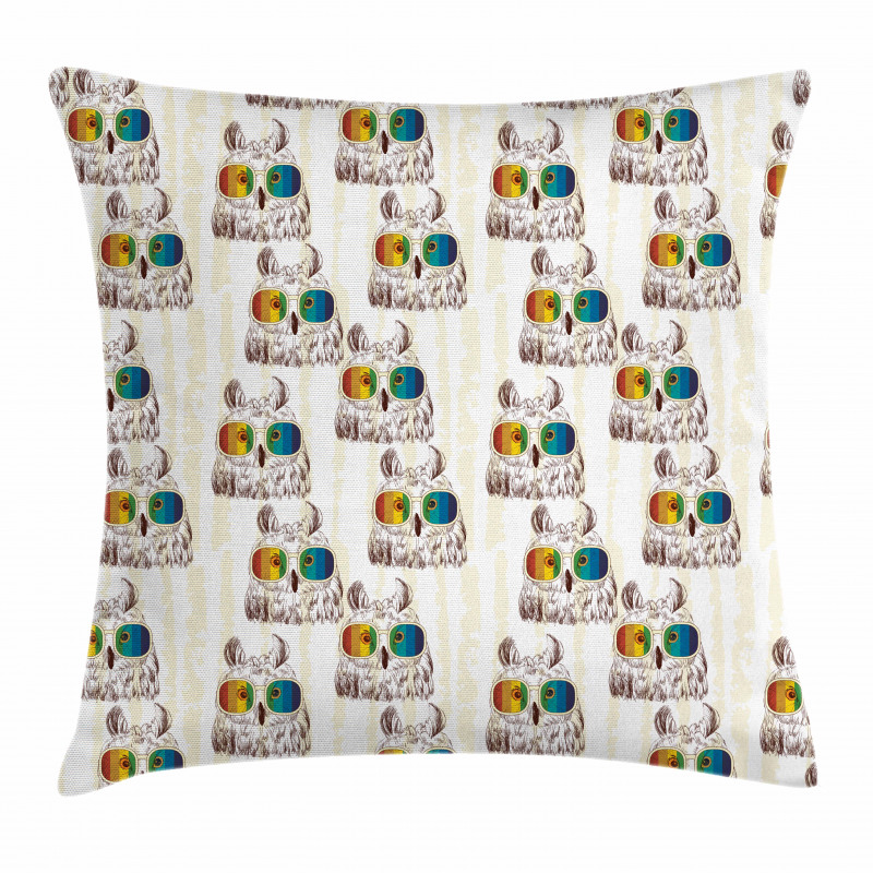 Funny Birds with Glasses Pillow Cover